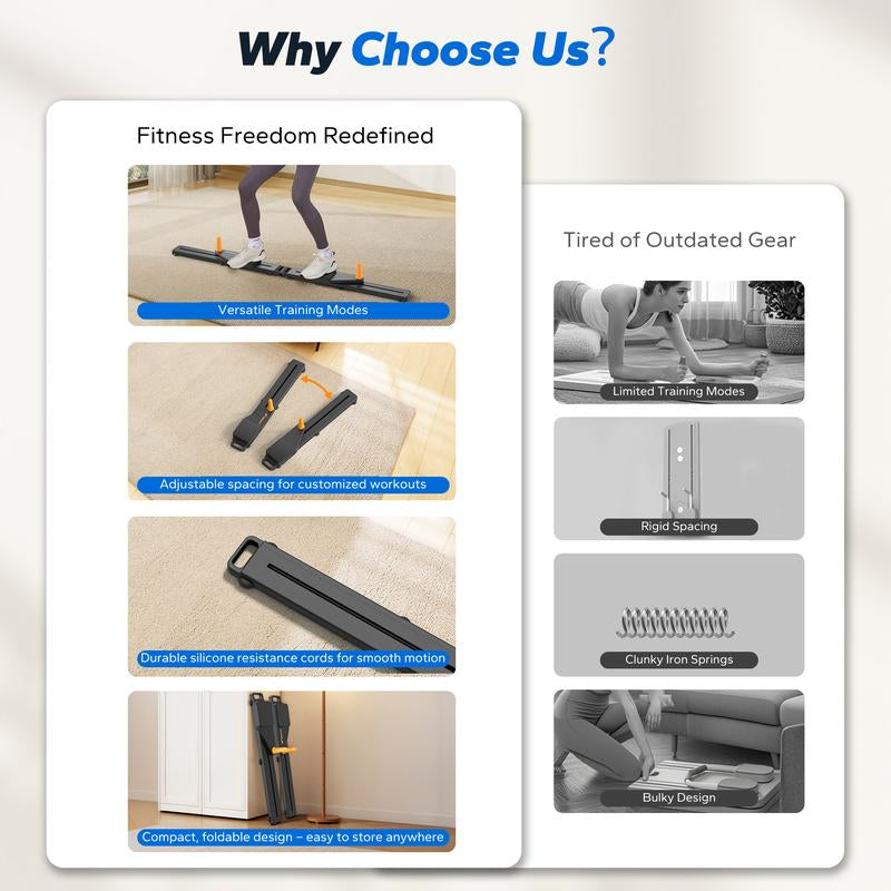 Merach Multi-Functional Adjustable Ab Exercise Board, Split Ab Slide Roller Board, Home Pilates Reformer with Knee Mat for Home Gym Core & Ab Strength Training, Abdominal Crunch Machine