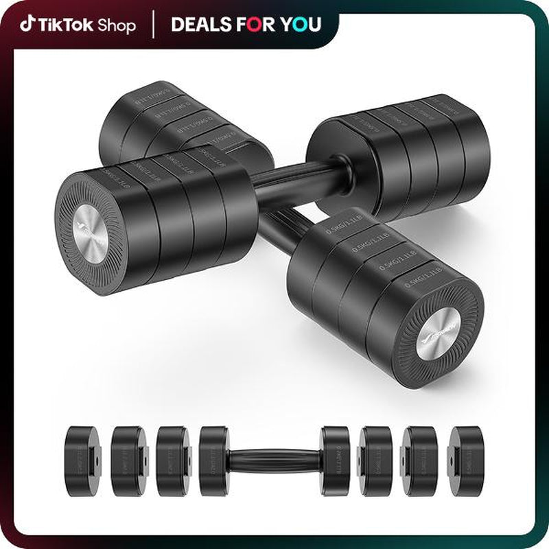 Merach Adjustable Dumbbell Set, 4 in 1 Free Weights Dumbbells Each 2.2-8.8LBS Hand Weights, Soft Rubber Handle for Home Gym Exercise Training