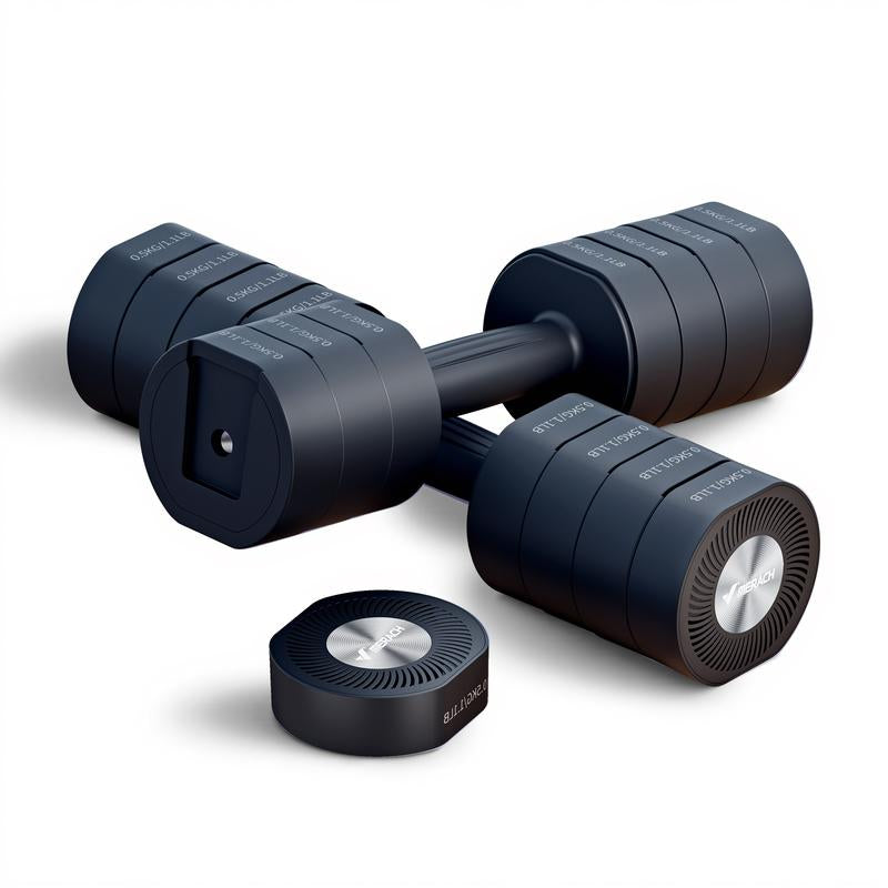 Merach Adjustable Dumbbell Set, 4 in 1 Free Weights Dumbbells Each 2.2-8.8LBS Hand Weights, Soft Rubber Handle for Home Gym Exercise Training