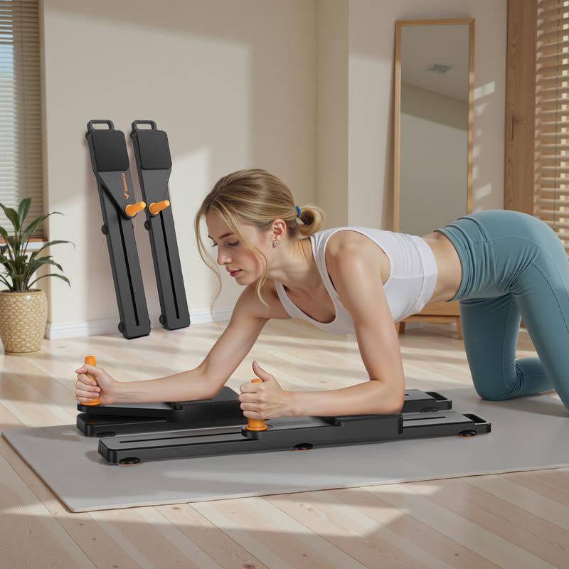 Merach Multi-Functional Adjustable Ab Exercise Board, Split Ab Slide Roller Board, Home Pilates Reformer with Knee Mat for Home Gym Core & Ab Strength Training, Abdominal Crunch Machine